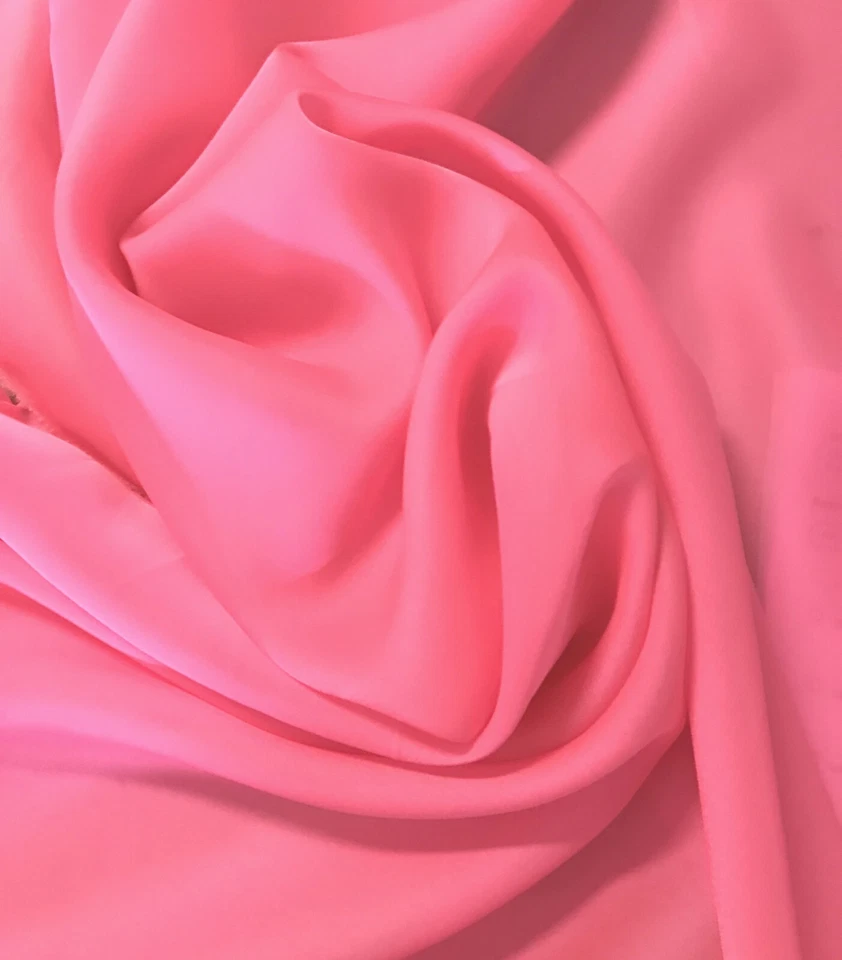 2.35 Yds-Fabulous BRIGHT HOT PINK Semi Sheer Billowy Solid Poly CHIFFON Fabric - Image 1 of 3