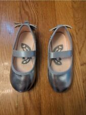 H&M SILVER SLIP ON FANCY WEDDING BUTTERFLY FLATS SHOES PARTY GIRLS SIZE 8