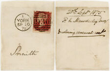1875 PENNY RED MISSING POSTAGE PERFORATION SHIFT on PIECE YORK DUPLEX Pl.138 TH