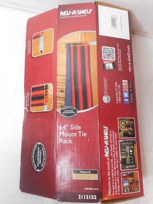 Rev-A-Estante 14" Montaje Lateral Corbata Madera Natural Color Soporta 21 Piezas Corbatas Joyería Foto 1 de 4