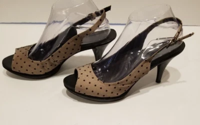 Women's Heels Shoes Sharina 2 Mesh Polka Dot Slingback Peep Toe Size 9mNine West - Image 1 of 4