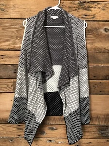 Cato Womens Open Front Sleeveless Waterfall Cardigan Block Print Sz S - Picture 1 of 3