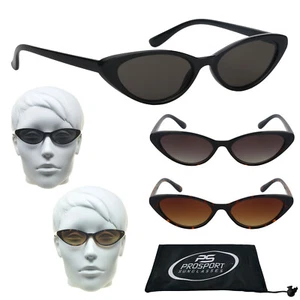 Super Narrow Thin Cat Eye Sunglasses Fashion Women Glasses Plastic Black Brown - Picture 1 of 7