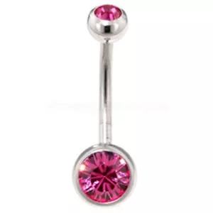 Anillo Vientre Doble Rosa Gemas Brillantes No Cuelga Acero Naval - Imagen 1 de 3