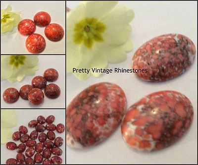 Vintage Matrix Oval Flatback cab in Coral Post Free Size Options - Image 1 of 4