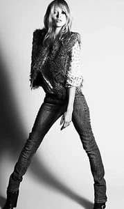 KATE MOSS TOPSHOP Black & White Striped Faux Fur Gilet Waistcoat Boho Retro UK14 - Picture 1 of 8