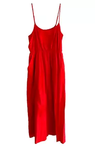 Abito midi Lucky Brand donna taglia M rosso senza maniche vita impero spalline - Foto 1 di 10
