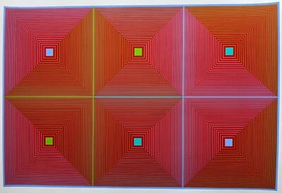 Richard Joseph Anuszkiewicz - Sehr großer Original Siebdruck von 1969 - Op-Art - Bild 1 von 4