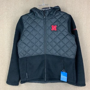🚨¡NUEVO! Chaqueta Columbia Crested Peak L Negra Nebraska College Acolchada Sherpa - Imagen 1 de 11