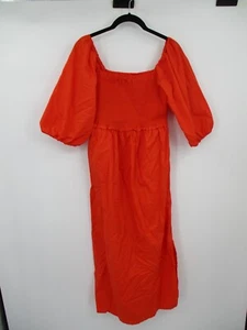 Free Assembly Womens Dress Medium Orange Short Sleeves Casual Preppy Summer Boho - Picture 1 of 16