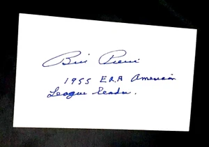 BILL BILLY PIERCE a/"1955 ERA AMERICAN LEAGUE LEADER" AUTOGRAPHED INDEX CARD 3X5 - Picture 1 of 1