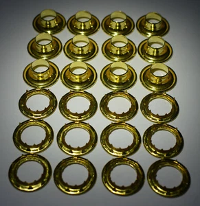12 Sets C.S. Osborne Rolled Rim Brass Heavy Duty Grommets & Spur Washers #G2-5 - Bild 1 von 3