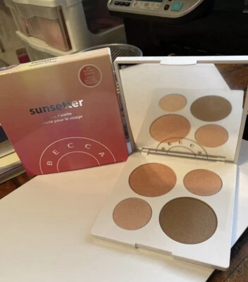 Becca Sunsetter Face Palette Bronzer Blush Highlight Peachy Pink NIB - Image 1 of 4