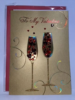 Papyrus Valentine’s Day Card | Gold Champagne Flutes - Image 1 of 3