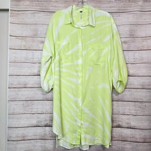 Young Fabulous & Broke Tie Dye Hidden Button Front Shirt Dress Size Small Linen - Picture 1 of 14