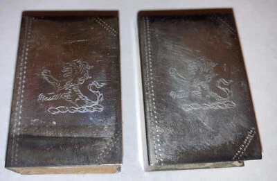 Par de cajas vintage de plata esterlina con cresta familiar decoración de león Foto 1 de 4