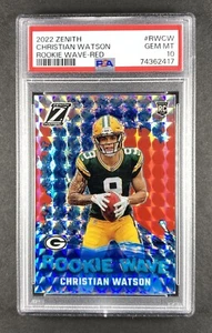 CHRISTIAN WATSON 2022 Zenith Rookie Wave Red Prizm SP #RW-CW PSA 10 Gem PACKERS - Picture 1 of 2