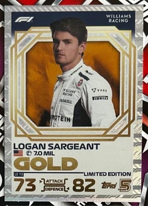 Topps F1 Turbo Attax 2024 - LOGAN SARGEANT (WILLIAMS) Dorado Edición Limitada LE13 - Imagen 1 de 1