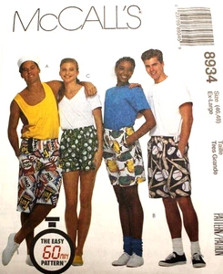 McCall's 8934 Misses Men Teen Boy Boxer Shorts 3 Lengths X-Large 46-48 XL - Picture 1 of 2