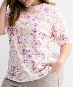 CROFT & BARROW STITCHED BATEAU ELBOW SLEEVE PULLOVER TEE TOP WOMEN'S 3X **NIP!** - Picture 1 of 5