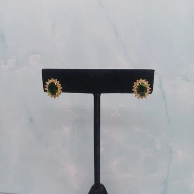 Brincos 2,57 CTW cromo diopside conjunto em ouro 14k sobre 925 PRATA - Topázio branco  - Imagem 1 de 4