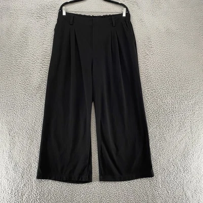 Halara Pants Womens XL Petite Black Wide Leg Pleated Corporate Office Pull On - Image 1 of 4