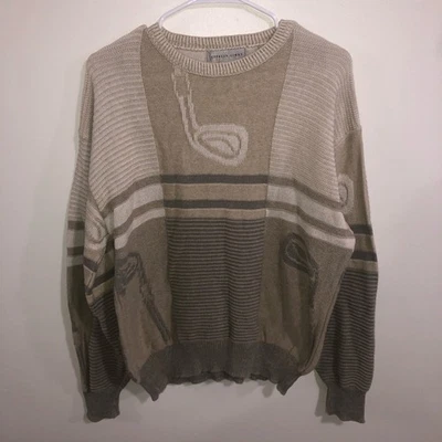 Suéter para hombre Cypress Links vintage estampado de golf tejido algodón beige talla M Foto 1 de 4