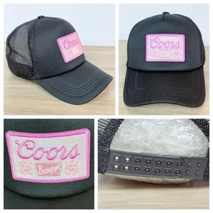 Pink Black Coors Banquet Beer Patch Trucker Mesh Hat Cap Unique Double Snapback - Picture 1 of 13