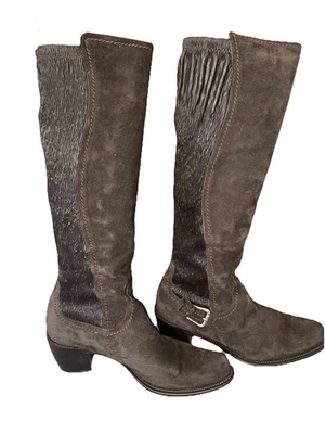 Donald Pliner Espresso Cerdo Gamuza Napa Elastizada Bota Alta Marrón Para Mujer’s 8 Foto 1 de 4