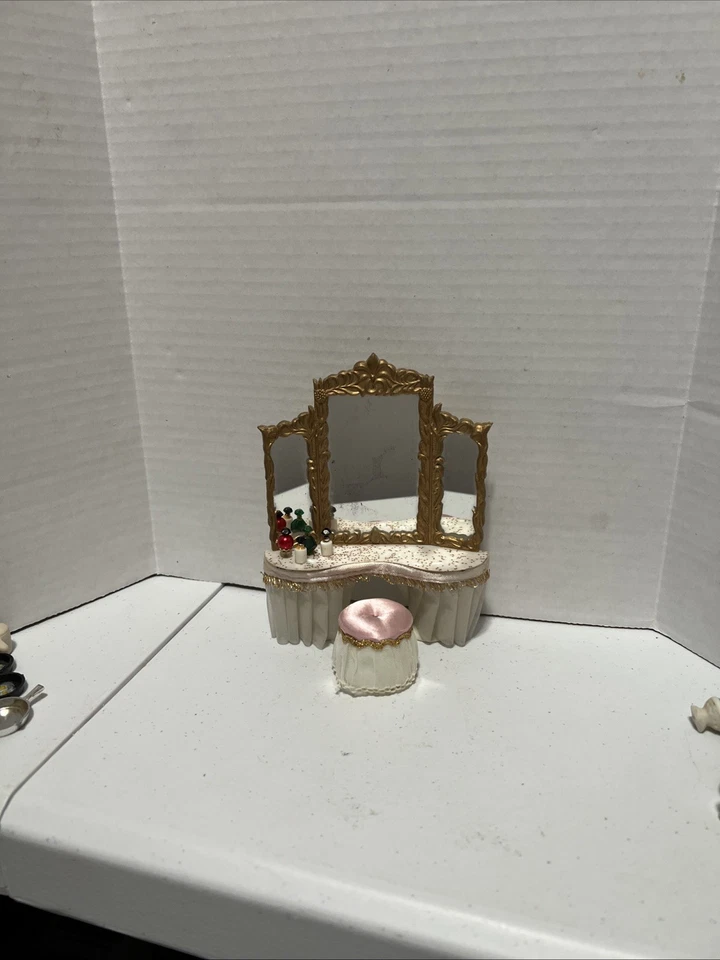 Винтажный миниатюрный кукольный домик принцесса идеальный королевский туалетный столик со стулом - Изображение 1 из 4