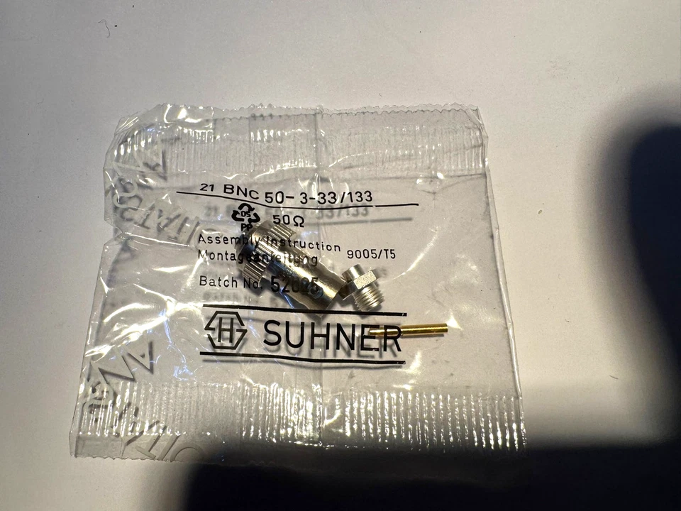 Suhner 21 BNC 50-3-33/133 RF Coaxial Connector Straight Jack 50 ohm, RG58C - Image 1 of 1