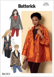 Butterick Pattern B6383 Misses Vest & Jacket with Asymmetrical Hem Sz XS-M 4-14 - Picture 1 of 9