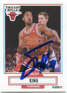STACEY KING Chicago Bulls 3x NBA Champs Signed 1990 Fleer Rookie #27 COA - Picture 1 of 4