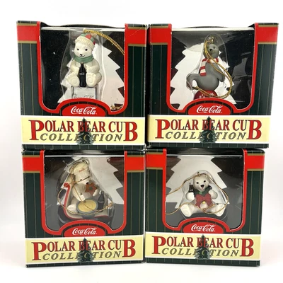 1998/1999 Coca-Cola Polar Bear Cub Collection – 4 Coke Christmas Ornaments - Image 1 of 4