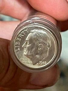 1946-S Roosevelt Silber Groschen Edelstein Stempelglanz - Erstes Ausgabejahr Münze aus Originalrolle - Bild 1 von 2