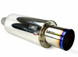 Silenciador universal con punta de titanio de alta potencia de acero inoxidable HKS 75 mm de entrada, punta de 119 mm - Imagen 1 de 2