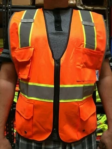 TCSV3-OR High Visibility Orange Two Tones Safety Vest , ANSI/ ISEA 107-2015 - Picture 1 of 3