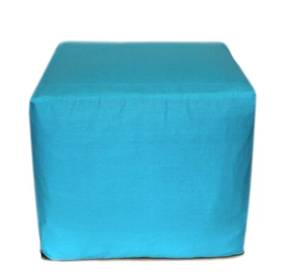 18" Large Indian Turquoise Cotton Square Ottoman Pouf Cover Foot Stool Seating - Image 1 of 3