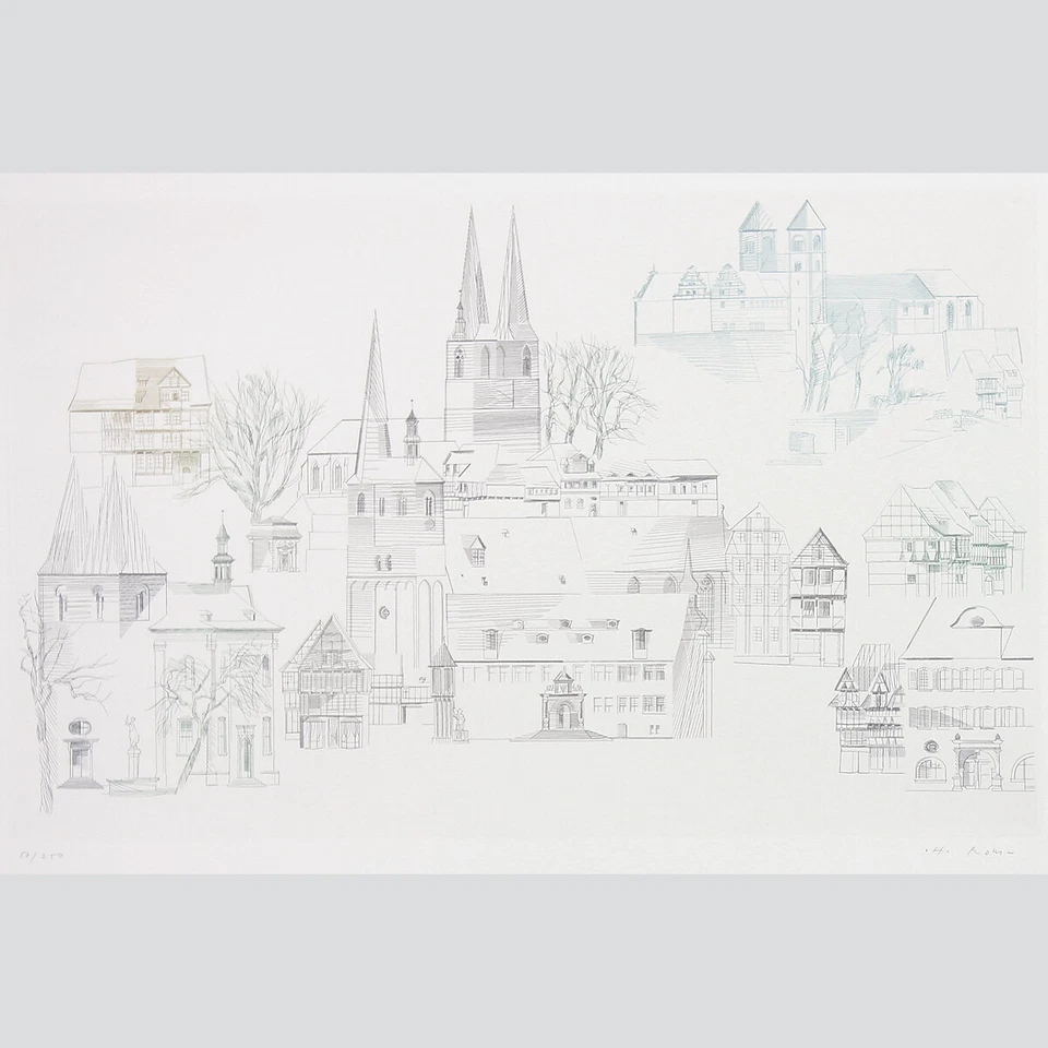 Otto Rohse: Quedlinburg. Mehrfarbiger Kupferstich 1991.  - Bild 1 von 1
