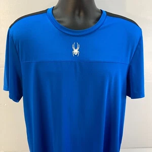 Spyder Active Shirt Uomo Large Royal Blue Pro Web Manica Corta Maglietta Performance - Foto 1 di 12