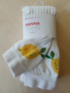 NEU MIT ETIKETT HANNA ANDERSSON KNÖCHELSTRUMPFHOSE WEISS ZITRONENMUSTER 100 110 4 5 NEU - Bild 1 von 5