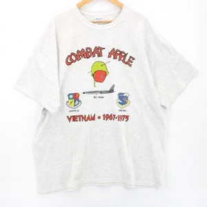 Vintage Gildan Shirt Mens Gray Combat Apple Vietnam Graphic Cotton 2XL 90's - Picture 1 of 9