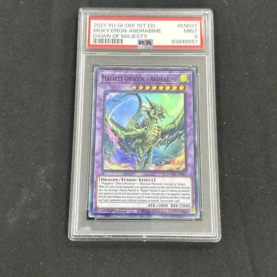2021 Yugioh 1st Edition Magikey Dragon Andrabime EN037 PSA 9 Dawn Of Majesty - Image 1 of 2