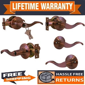 Maniquí de puerta de cobre antiguo constructor Prelude palanca entrada privacidad paso - Imagen 1 de 6