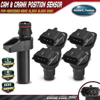4x Camshaft & 1x Crankshaft Position Sensor for Mercedes-Benz SL500 SL600 DOHC - Image 1 of 4