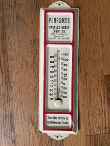Vintage Pearson's Geschirr Pferdeausrüstung. Co Thermometer Blechschild Reitsport - Bild 1 von 12