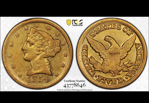 1854 D ⭐️Large D ⭐️$5 Gold Half Eagle PCGS AU53🎖Dahlonega