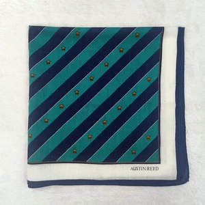Pañuelo de algodón con diseño a rayas verde azul cuadrado de bolsillo Austin Reed 17,5" - Imagen 1 de 5