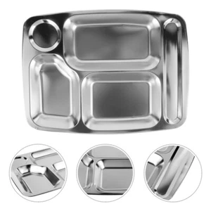 Canteen Dining Tray Child Baby Divided Dinner Plates Stainless Steel - Afbeelding 1 van 12