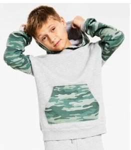 NWT EPIC THREADS Long Sleeve Hooded Sweatshirt Little Boys Heather Sterling Camo - Picture 1 of 5